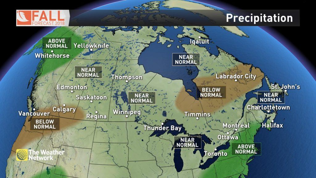 پیش‌بینی بارندگی در پاییز برای کانادا